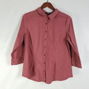 Made by Johnny Shirt Womens XXXL READ Top 3/4 Sleeve Tailored Collared Button Up